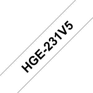 Tape 12mm High Grade Laminated Black On White 8m 5 Pack