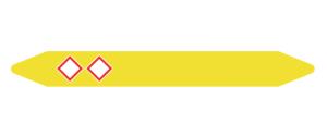 Pre-cut Pipe Marker Rolls Yellow / Gas With Pictogram 37 X 355 Mm - Per Roll Of 160 Labels