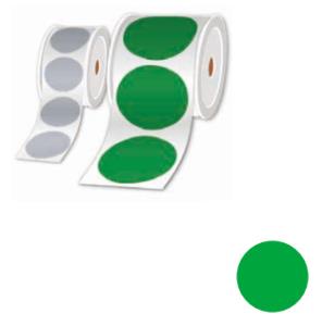 Rolls Of Pre-cut Circular Labels Green 50mm - 500 Labels/roll