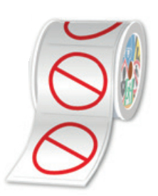 Rolls Of Pre-cut Prohibition Label 100 X 100mm Pictogram Only 250 Labels/roll