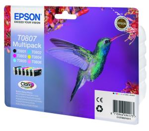 Ink Cartridge - T0807 Hummingbird - 44.4ml - Black/ Yellow/ Cyan/ Magenta/ Light Magenta/ Light Cyan