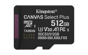 Micro Sdxc Card - Canvas Select Plus - 512GB - Uhs-i U1/u3 Video Class 10/30 A1 Single Pack Without Adapter