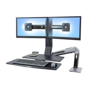Workfit-a, Dual Monitor Sit-stand Workstation, With Worksurface (polished Aluminum/black)
