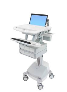 Styleview Laptop Cart SLA Powered 6 Drawers (white Grey And Polished Aluminum) Eu/sa