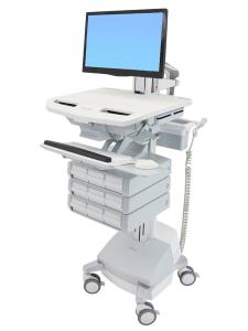 Styleview Cart With LCD Pivot SLA Powered 9 Drawers (white Grey And Polished Aluminum) Eu/sa