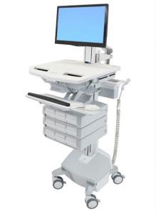 Styleview Cart With LCD Pivot LiFe Powered 9 Drawers (white Grey And Polished Aluminum) Eu/sa