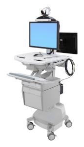 Styleview Telemedicine Cart Back-to-back Monitor SLA Powered (white Grey And Polished Aluminum) Eu
