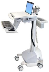 Styleview Emr Laptop Cart SLA Powered (white Grey And Polished Aluminum) CHE