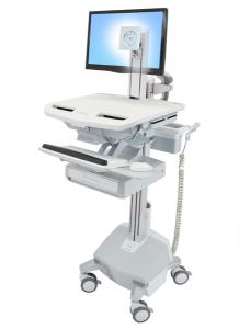 Styleview Cart With LCD Pivot LiFe Powered 1 Drawer (white Grey And Polished Aluminum) CHE