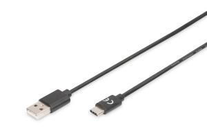 ASSMANN USB Type-C connection cable, type C to A M/M, 2m High-Speed Black