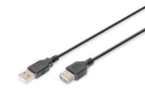 USB extension cable, type A M/F, 2m USB 2.0 suitable Black