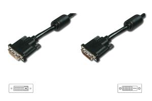 DVI extension cable, DVI(24+1), 2x ferrit M/F, 5m DVI-D Dual Link black