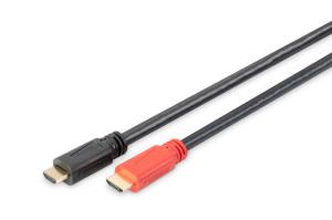 HDMI High Speed connection cable, type A, w/ amp. M/M, 30m Full HD, CE, gold black
