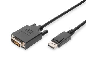 DisplayPort adapter cable, DP - DVI (24+1) M/M, 5m w/interlock, DP 1.1a compatible, CE Black