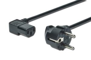 Power Cord, CEE 7/7 (Typ-F) - C13, 90> angled M/F, 1.8m, H05VV-F3G 0.75qmm black EU guideline