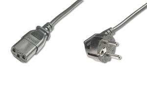 Power Cord, CEE 7/7 (Typ-F) 90> angled - C13 M/F, 75cm H05VV-F3G 0.75qmm black