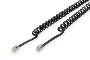UAE connection cable, RJ10 2.00m, CU, 4x7x0,12mm, unshielded, M/M, Flat cable, helic, black