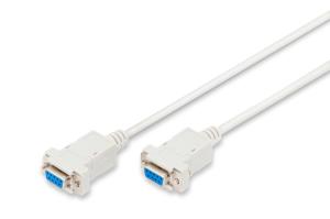 Zero-Modem connection cable, D-Sub9 F/F, 3m snap-hoods beige