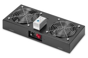 Roof cooling unit for wall mounting, SoHo wall mounting and unmounted cabinets, 2 fans, thermostat, black (RAL 9005)