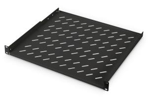 1U rack mount fixed shelf vented, color black (RAL 9005), up to 15 kg, 45x483x400 mm