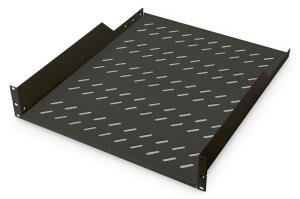 2U rack mount fixed shelf vented, color black (RAL 9005), up to 25 kg, 85x483x550 mm