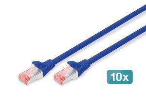 Patch cable - CAT6 - S/FTP - Snagless - Cu - 0.5m - blue - 10pk