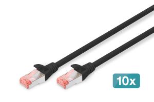 Patch cable - CAT6 - S/FTP - Snagless - Cu - 50cm - black - 10pk