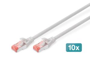 Patch cable - CAT6 - S/FTP - Snagless - Cu - 1m - grey - 10pk
