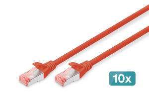 Patch cable - CAT6 - S/FTP - Snagless - Cu - 3m - red - 10pk