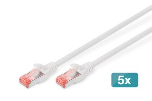 Patch cable - CAT6 - S/FTP - Snagless - Cu - 10m - White - 5pk