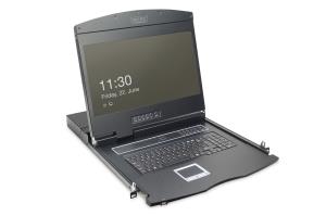 Modularized 48.3cm (19in) TFT console with 1 port KVM, RAL 9005 black - Qwerty UK