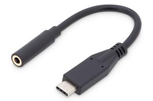 USB Type-C Audio adapter cable, Type-C - 3.5mm M/F, 20cm Audio input/output, Version 3.1, CE, black