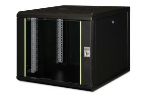 9U wall mounting cabinet, Unique 509x600x600mm, color black (RAL 9005)