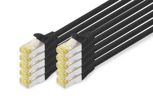 Patch cable - CAT6a - S/FTP - Snagless -  1m - black - 10pk