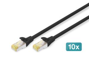 Patch cable - CAT6a - S/FTP - Snagless -  3m - black - 10pk