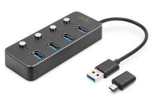 USB 3.0 Hub. 4-port. switch Aluminium housing