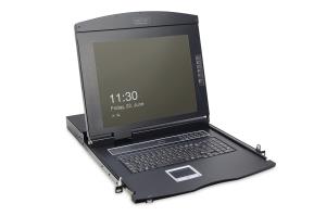 Modularized 43,2cm (17") TFT console with 1 port KVM, RAL 9005 black RU keyboard
