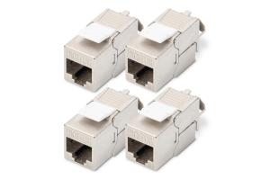 CAT6a Keystone Jack - shielded, tool free connection - 4 Pcs