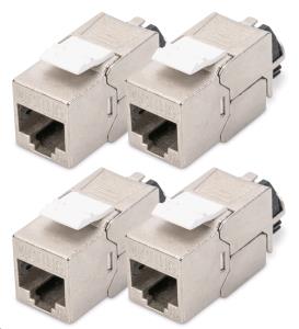 CAT6a Keystone Jack - shielded, tool free connection - intelligent cable manager - 4 Pcs