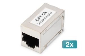 CAT6A modular coupler, full shielded RJ45 to RJ45 - 2 pcs