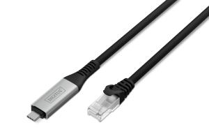 USB-C 3.2 Gen1 - RJ45 Ethernet cable - CAT6a S/FTP Black - 10m