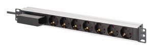 PDU - 1U Aluminium rackmount 7x safety outlet 16A 4000W 250VAC 50/60Hz 1x circuit breaker