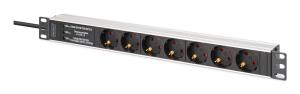 PDU - 1U aluminum Rackmount 6x Safety outlet 1x outlet 16A 230VAC 50/60Hz Surge protection