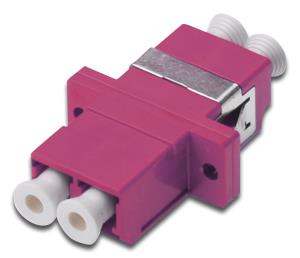 Fiber optic Coupler - Duplex LC to LC MM OM4 Violet ceramic sleeve polymer housing incl. screws